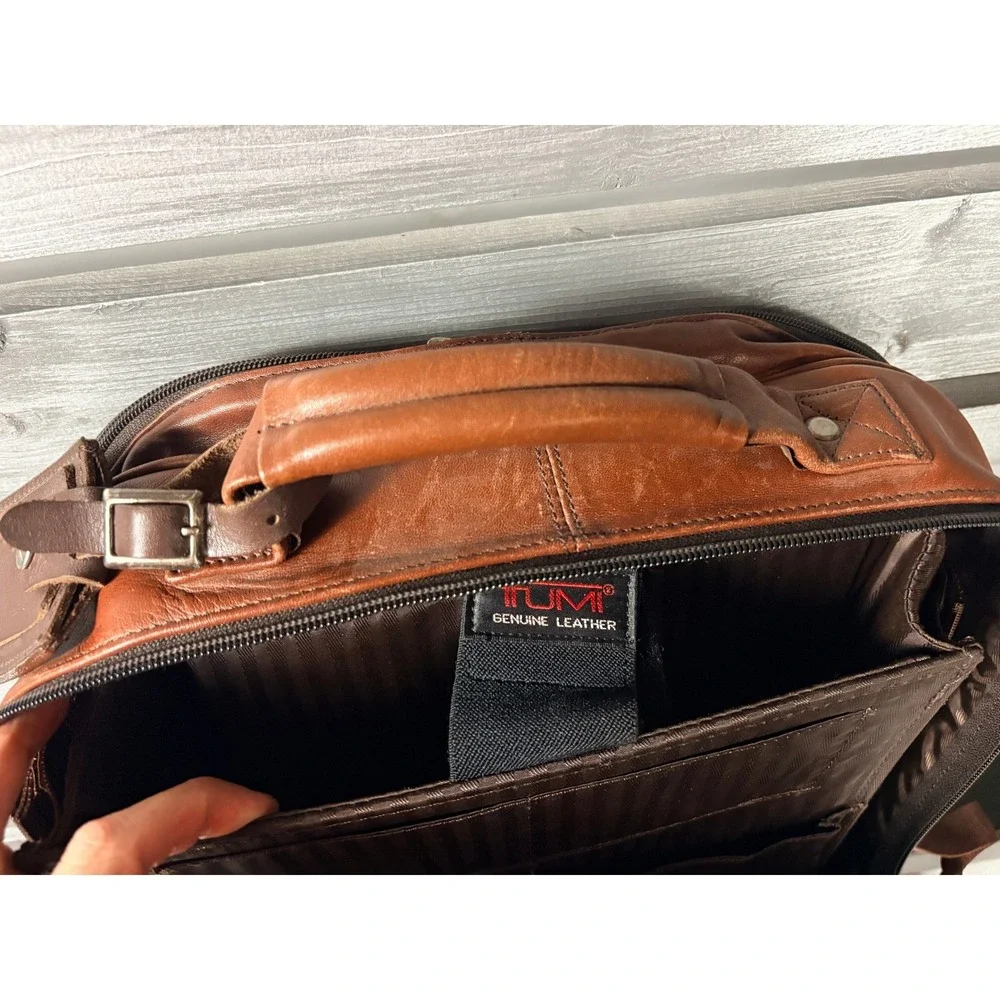 Tumi Geuine Leather Alpha Backpack Brown HEAVY RARE